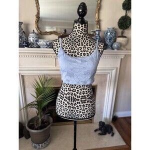 Aerie Periwinkle Blue Floral Lace Scoop Neck Bralette Crop Top L Adjustable